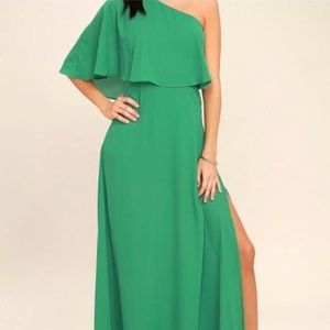 NWT Kelly Green Maxi Dress- One Shoulder